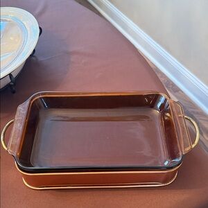 Brown Rectangular Baking Dish with Handles